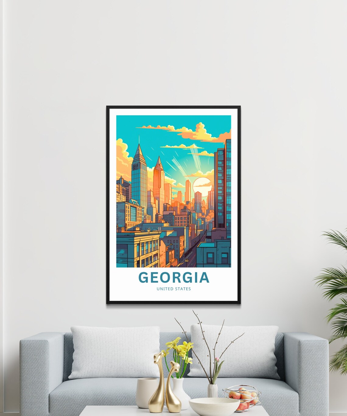 Georgia USA Vibrant City Skyline Sunset Skyscraper Art Travel Poster - Image 3