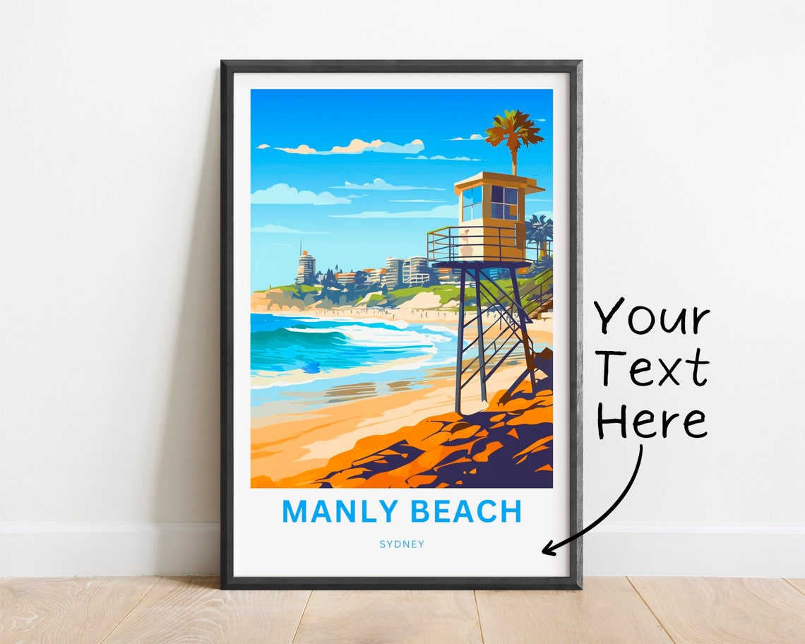 Personalized Manly Beach Sydney Surf Beach Lifeguard Tower Poster