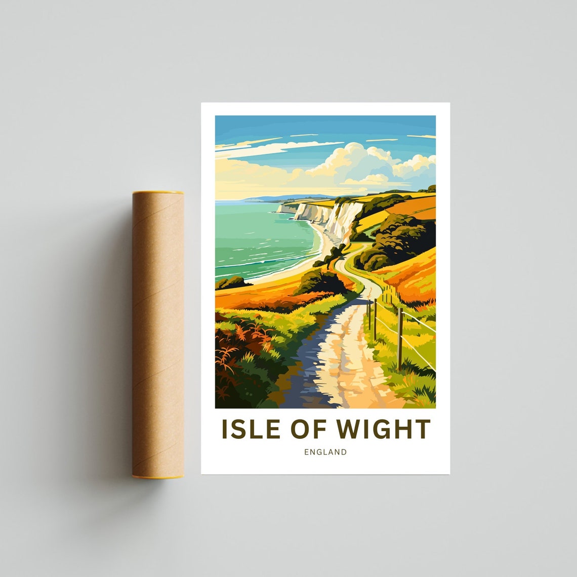 Isle of Wight England Golden Fields Coastal Walk Travel Poster - Image 4