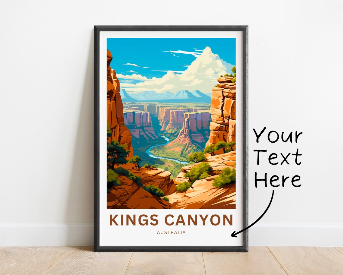 Kings Canyon Australia Red Rock Canyon Custom Text Travel Poster