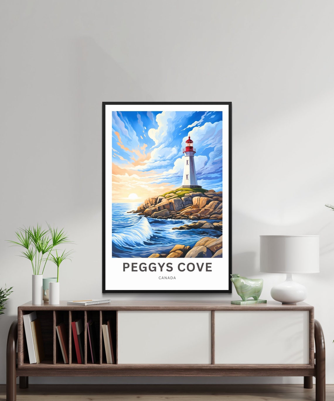 Peggys Cove Canada Sunset Lighthouse Ocean Personalized Travel Poster - Image 2