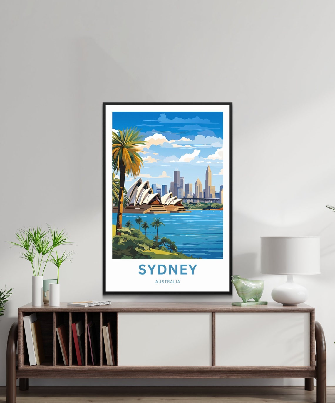 Sydney Australia Opera House Harbor Skyline Palm Trees Poster - Image 2