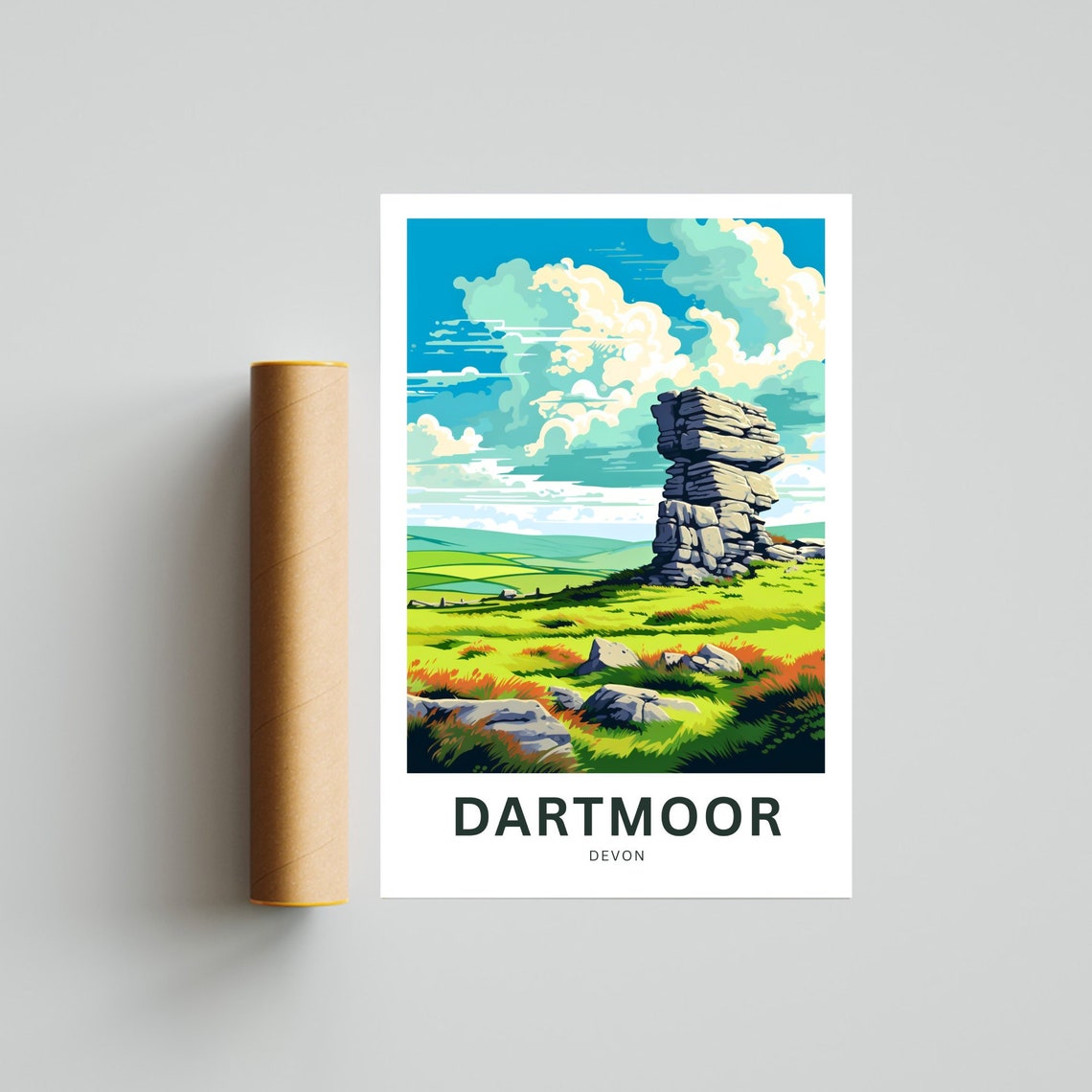 Dartmoor Devon Weathered Tor Summer Moor Personalized Poster - Image 4