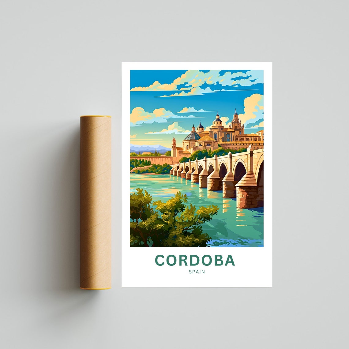 Cordoba Spain Roman Bridge Cathedral River View Travel Poster - Image 4