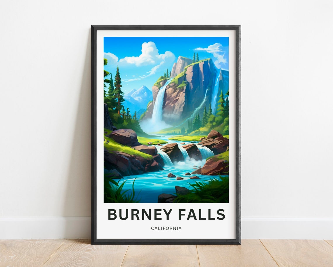 Burney Falls California Majestic Waterfall Turquoise Pool Poster