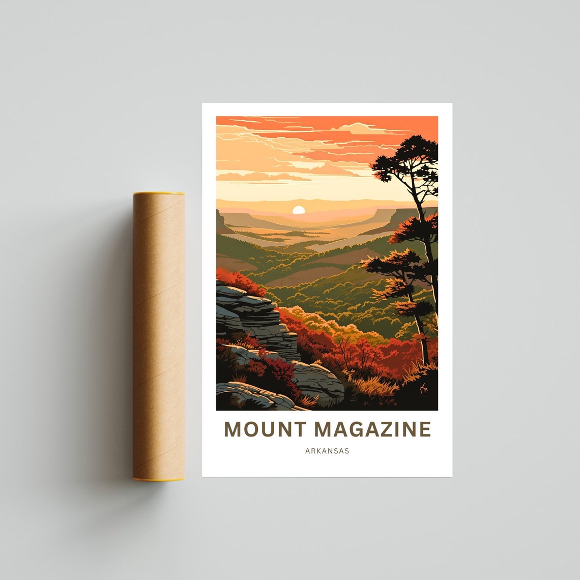 Mount Magazine Arkansas Sunset Valley Overlook Travel Poster - Image 4