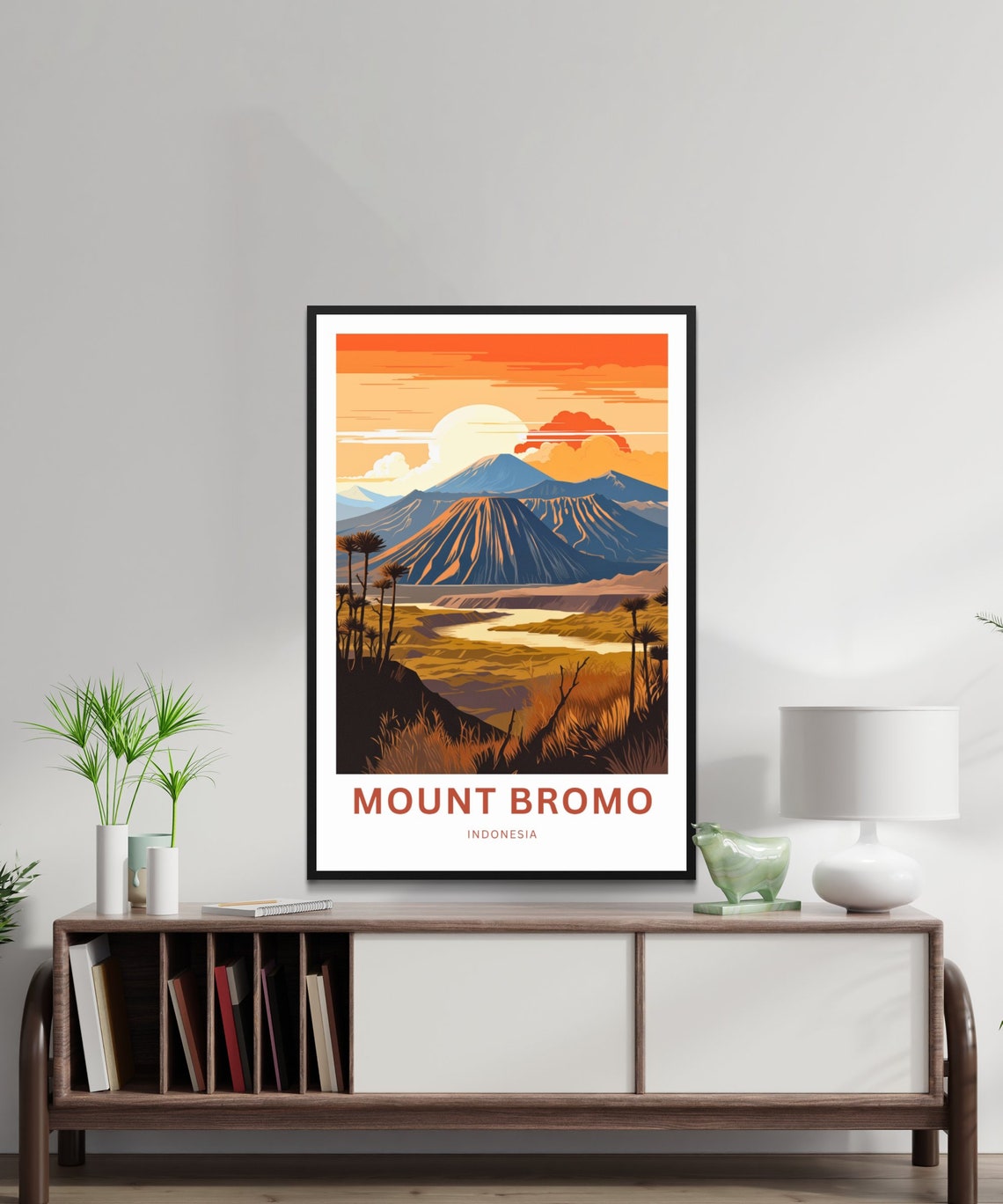 Personalized Mount Bromo Indonesia Golden Sunrise Custom Text Poster - Image 2