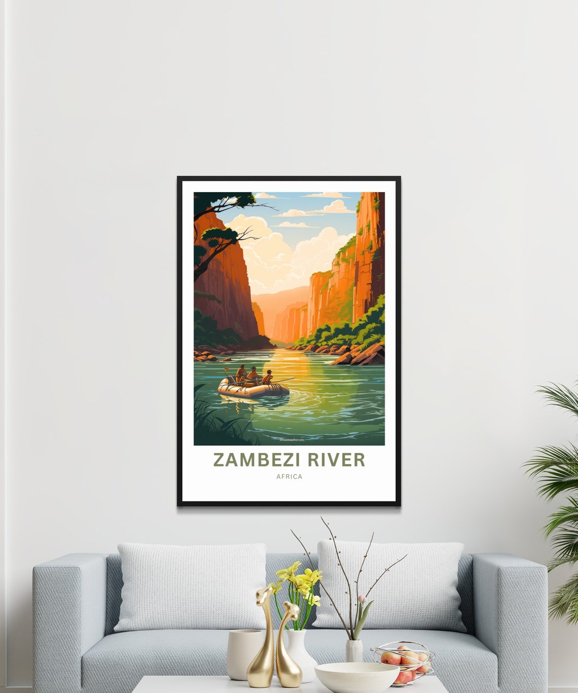 Zambezi River Africa Canyon Raft Adventure Personalized Travel Poster - Image 3