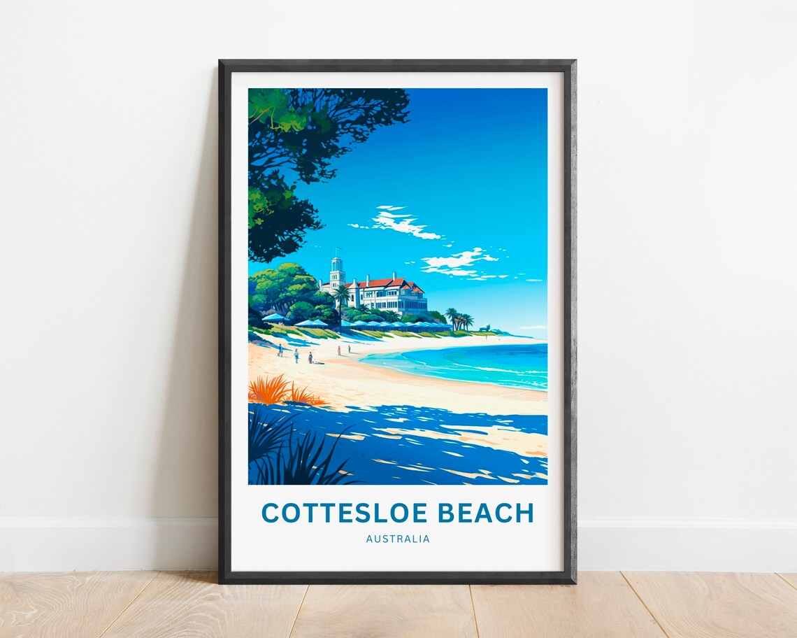 Cottesloe Beach Australia Sunny Shoreline Surf Scene Travel Poster