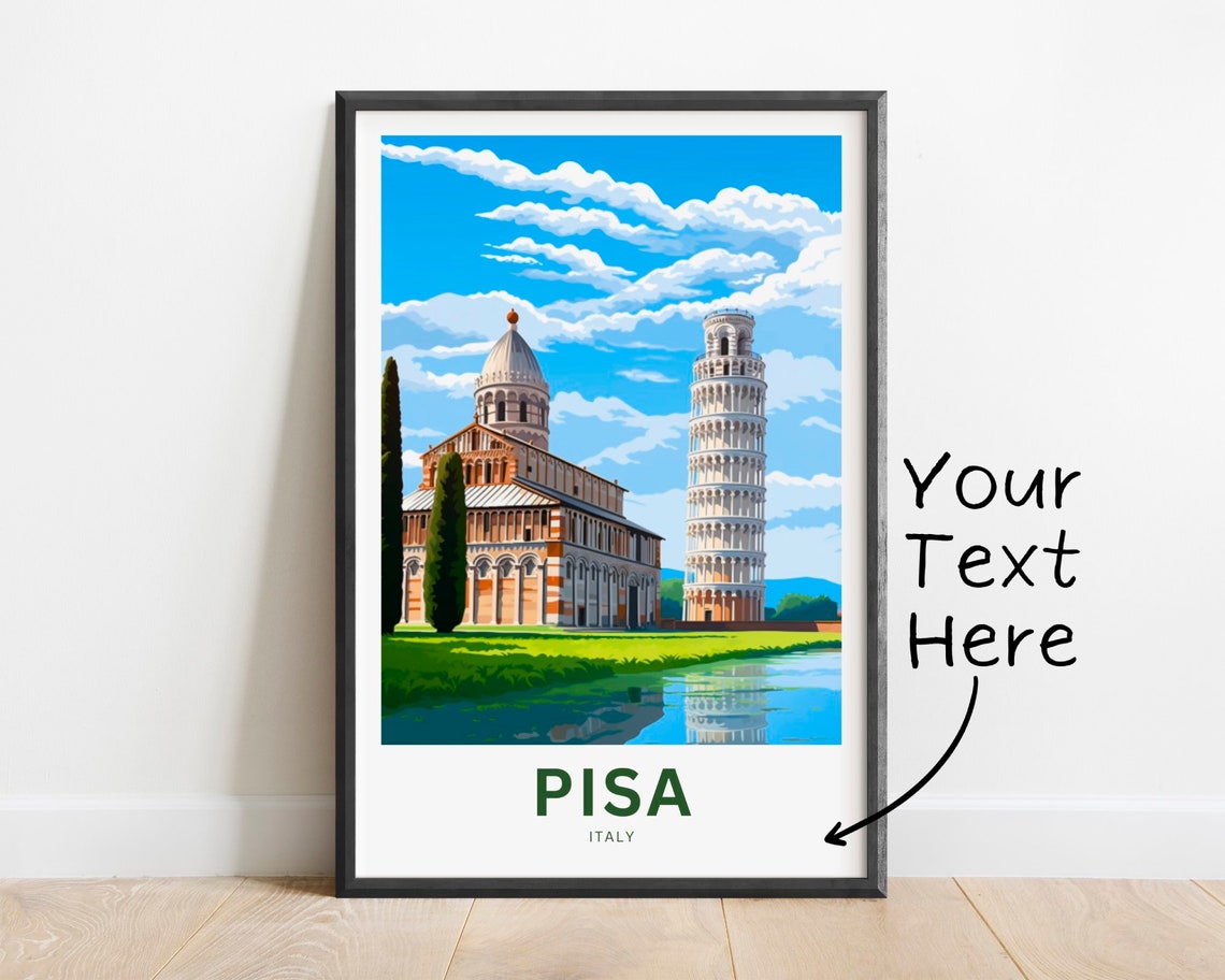 Personalized Pisa Italy Leaning Tower Landmark Travel Poster
