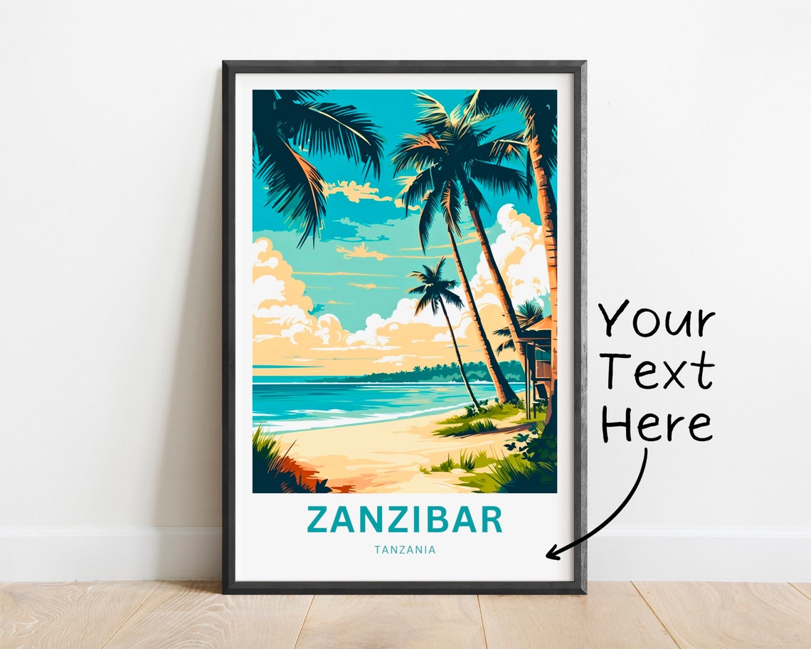 Zanzibar Tanzania Personalized Golden Hour Palms Over Calm Sea Poster