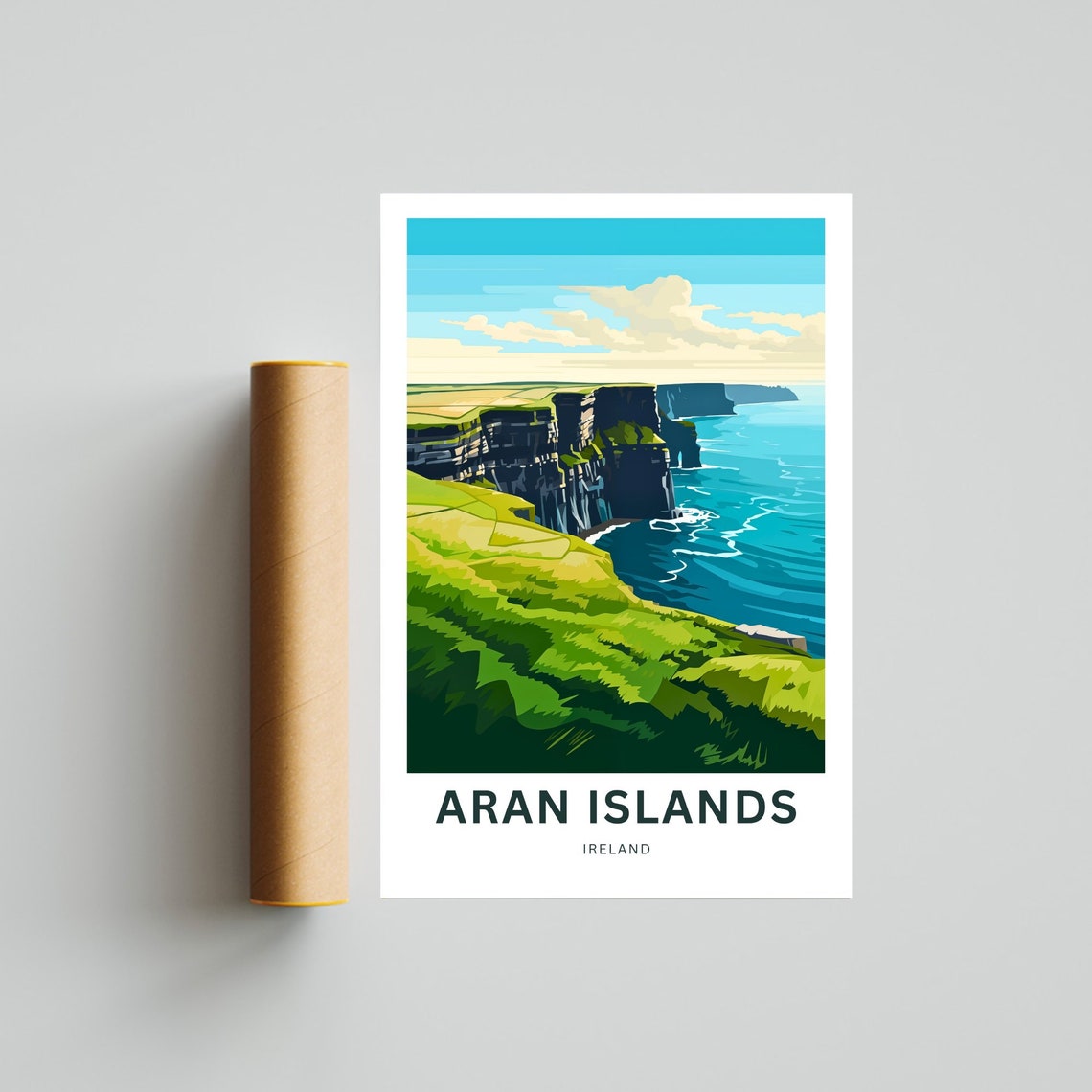 Aran Islands Ireland Personalized Limestone Cliff Coast Travel Poster - Image 4