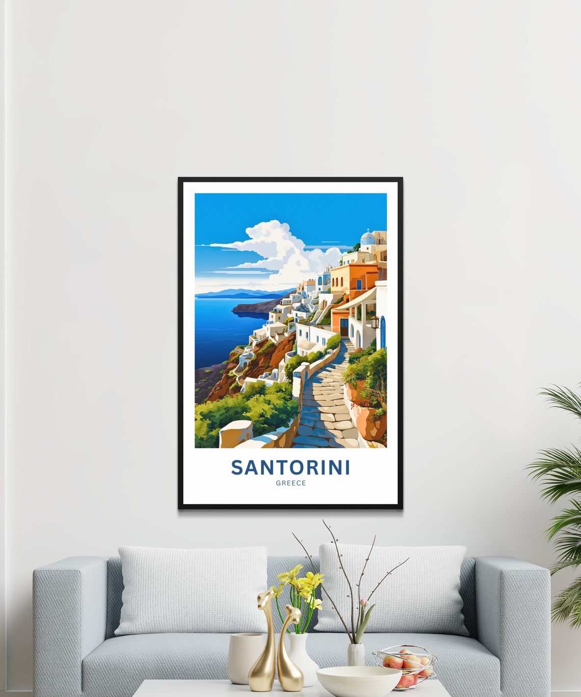 Santorini Greece Whitewashed Village Aegean Sea Travel Poster - Image 2