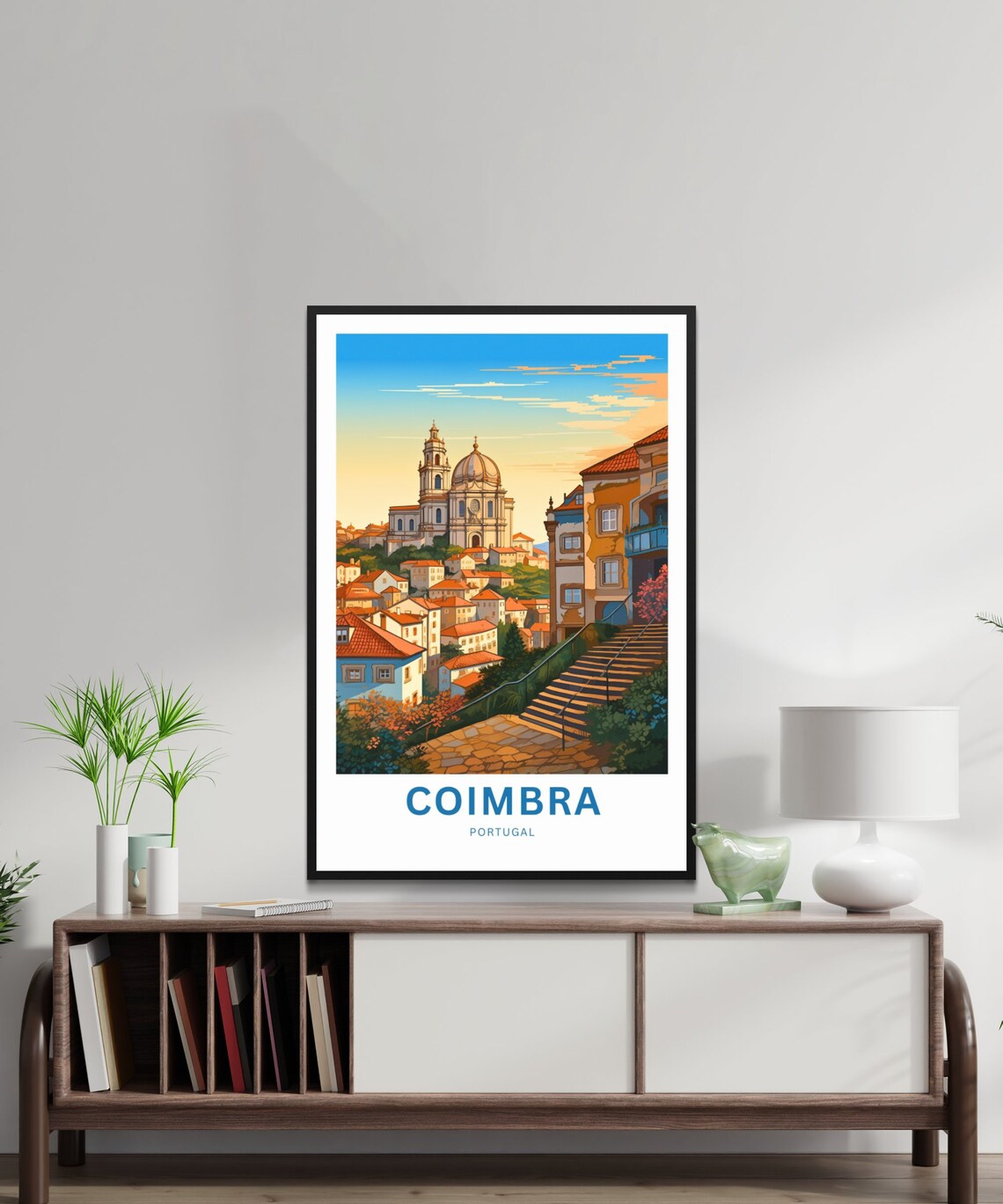 Coimbra Portugal Cathedral Stairs Sunset Old Town Travel Poster - Image 2