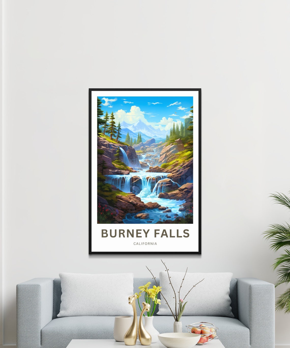 Personalized Burney Falls California Tiered Waterfall Forest Poster - Image 3