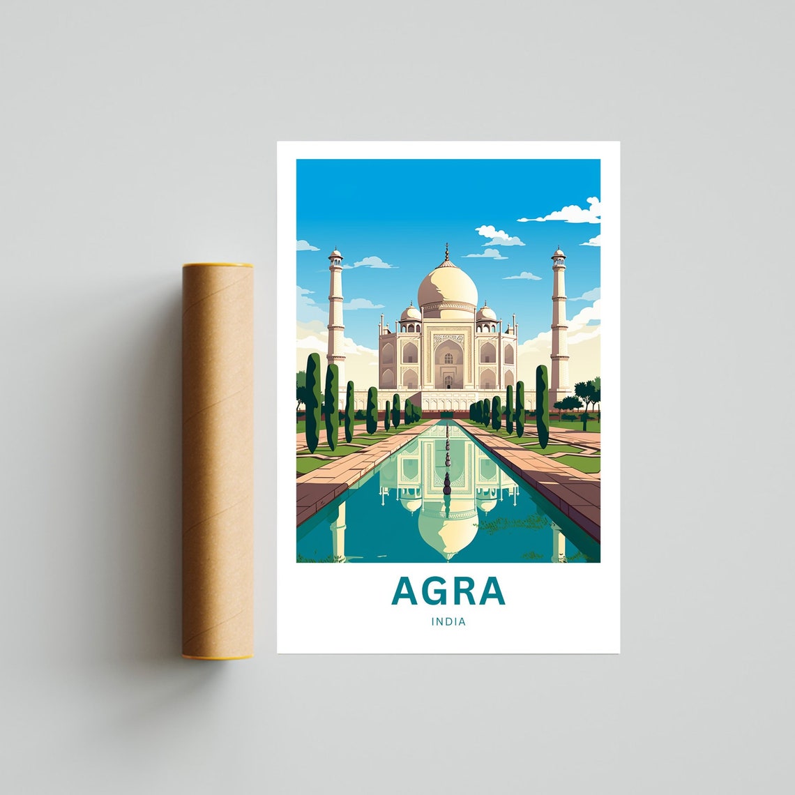 Taj Mahal Agra India Cypress Gardens Custom Text Travel Poster - Image 4