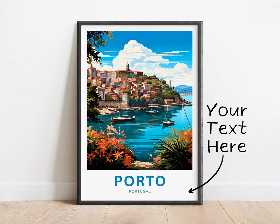 Personalized Porto Portugal Harbor Sailboats Flower View Poster