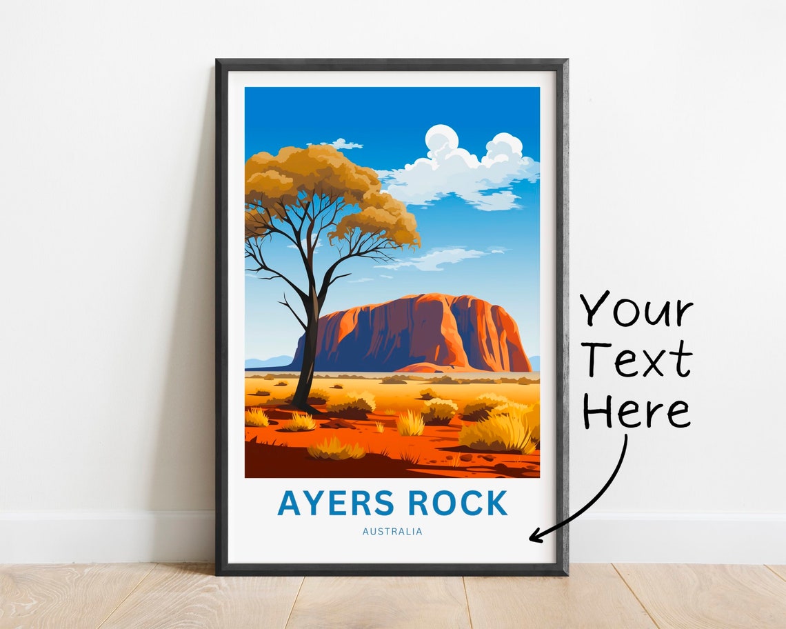 Ayers Rock Australia Red Desert Monolith Outback Custom Travel Poster
