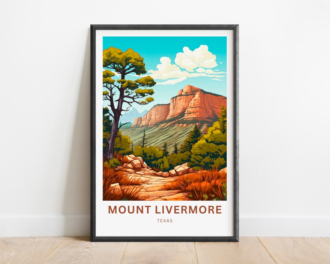 Mount Livermore Texas Red Rock Mesa Desert Trail Vista Poster