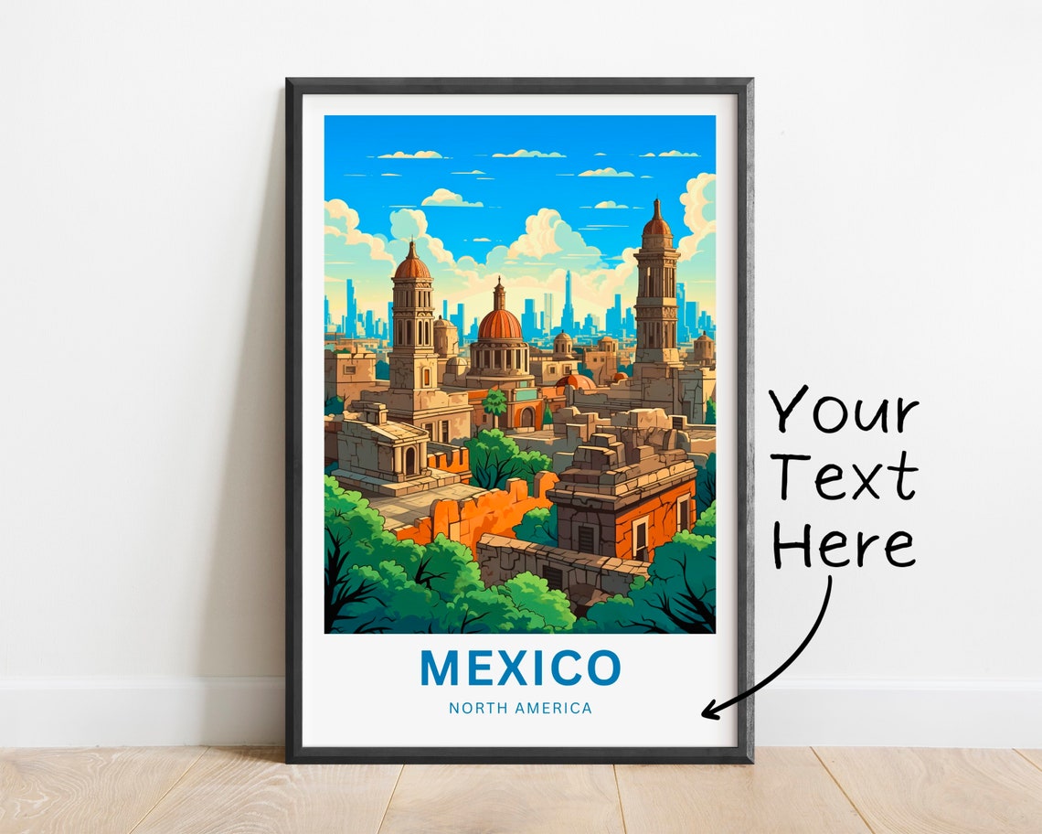 Mexico Travel Print Mexico Poster North America Wall Art Framed Present Gift North America Present - Image 2