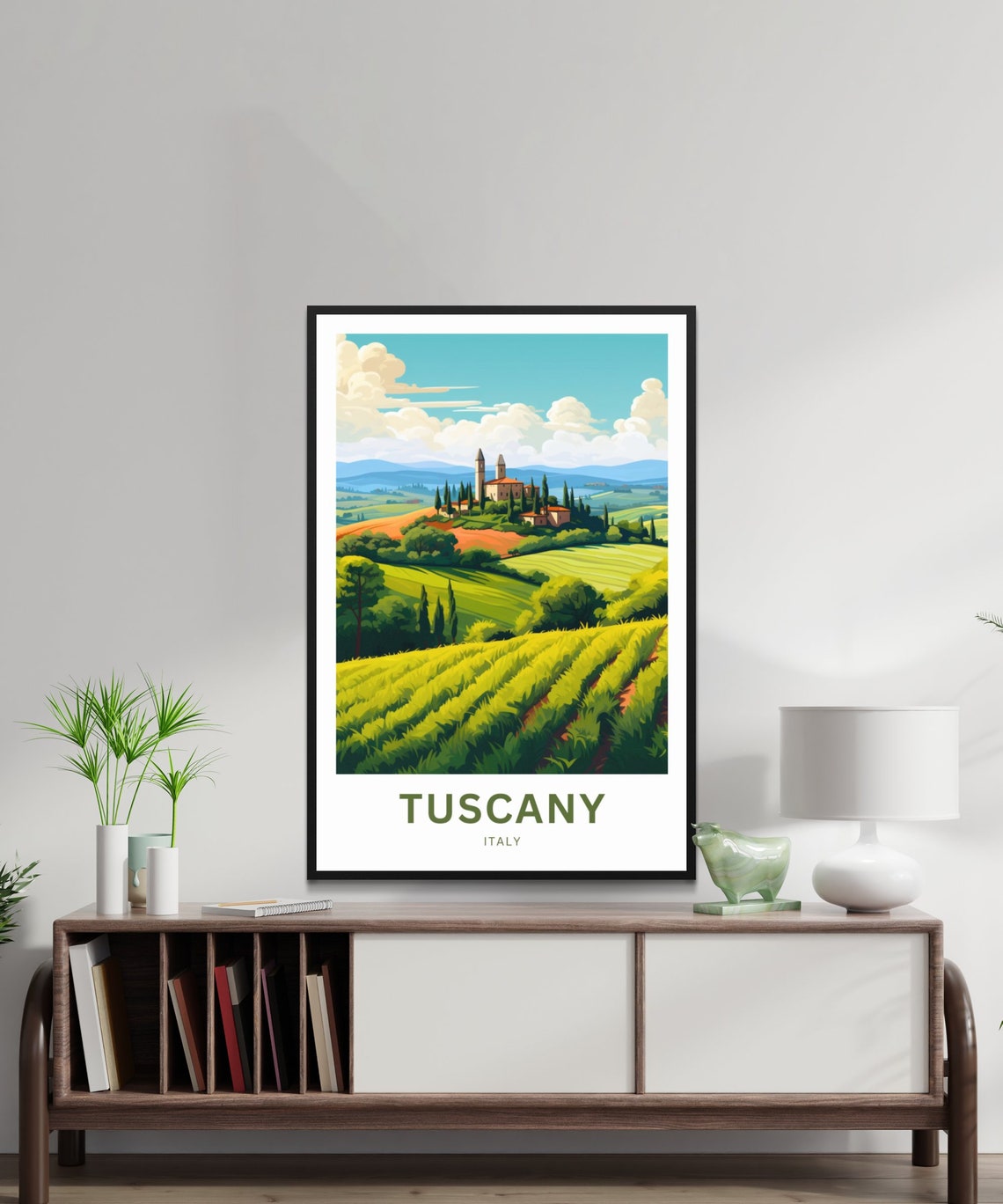 Personalized Tuscany Italy Vineyard Hills Village Travel Poster - Image 2
