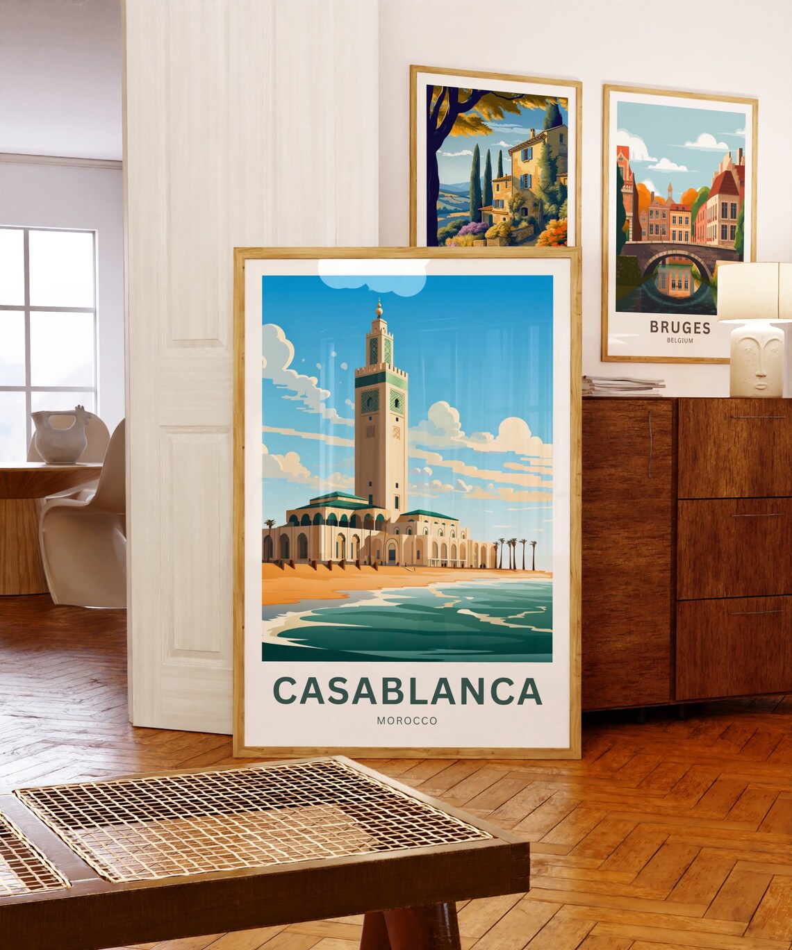 Casablanca Morocco Hassan II Mosque Ocean Minaret Seaside Poster - Image 5