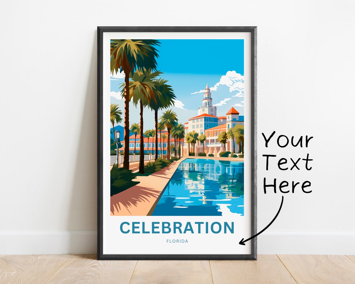 Personalized Celebration Florida Tower Canal Custom Text Poster - Image 2