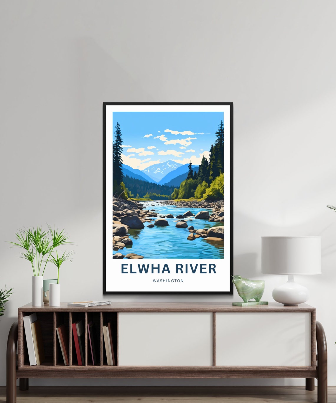 Elwha River Washington Evergreen Forest River Rapids Travel Poster - Image 2