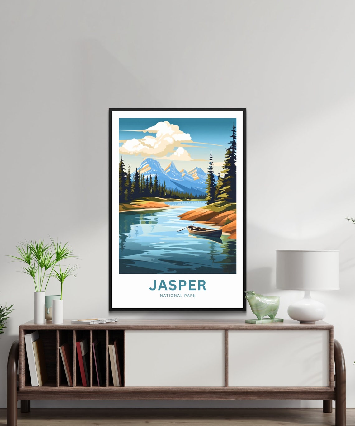 Jasper National Park Canoe Lake Pines Mountain Scenery Poster - Image 2