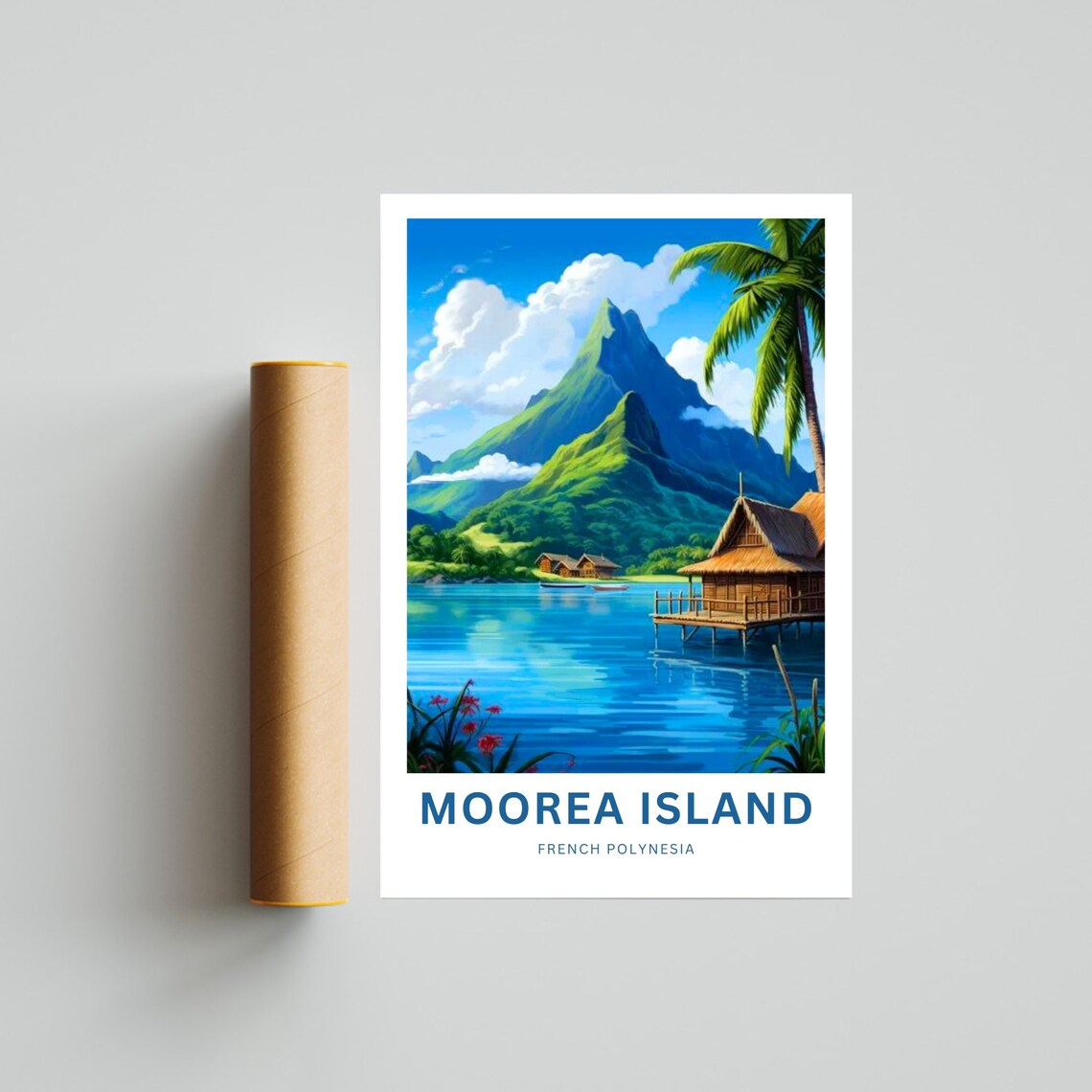 Personalized Moorea Island Travel Poster, French Polynesia - Image 4