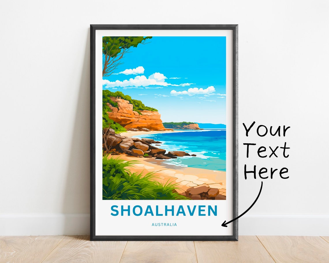 Personalized Shoalhaven Australia Red Cliff Beach Custom Travel Poster