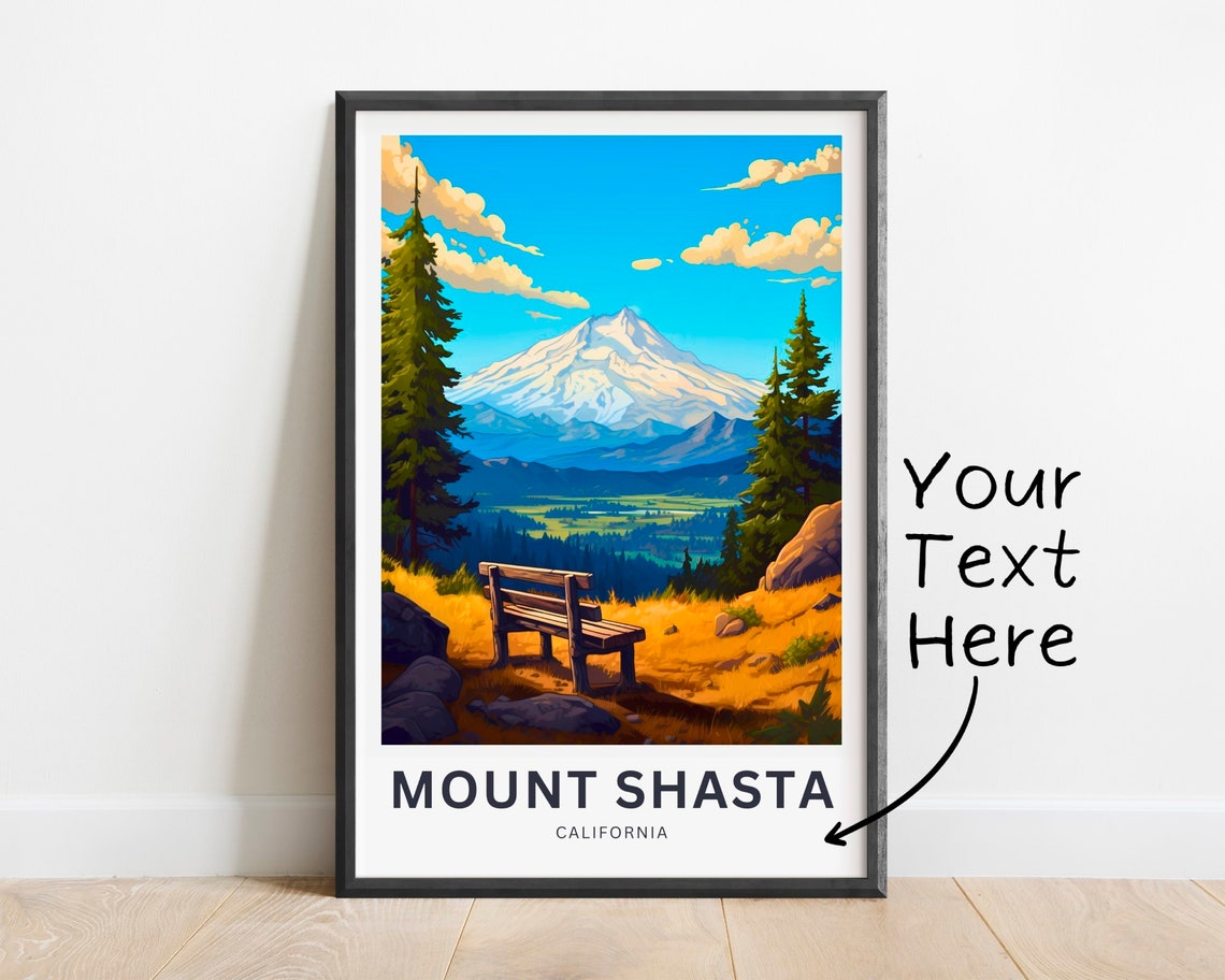 Personalized Mount Shasta California Overlook Bench Custom Poster