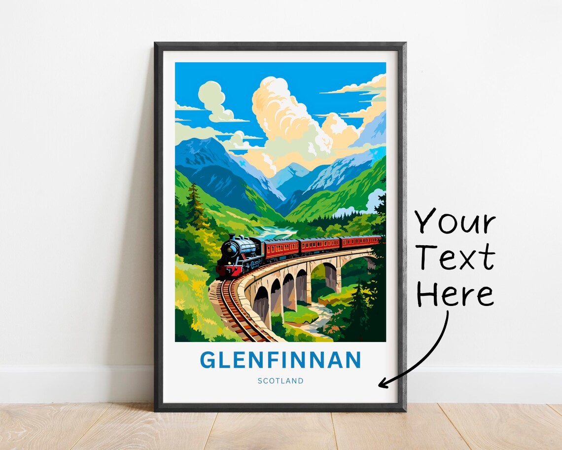 Glenfinnan Viaduct Steam Train Mountain Scotland Travel Poster