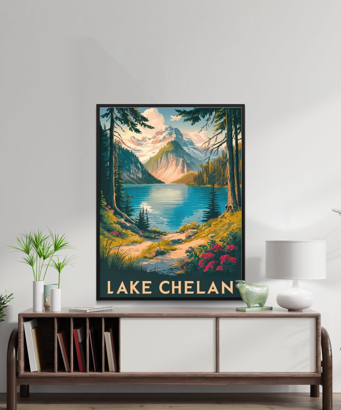 Lake Chelan Mountain Lake Vintage Travel Poster Washington State Decor - Image 2