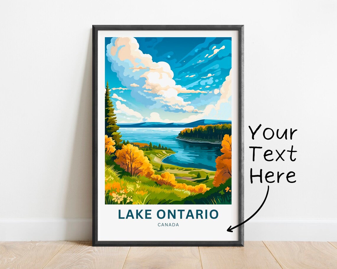 Personalized Lake Ontario Canada Poster with Autumn Lake View Art