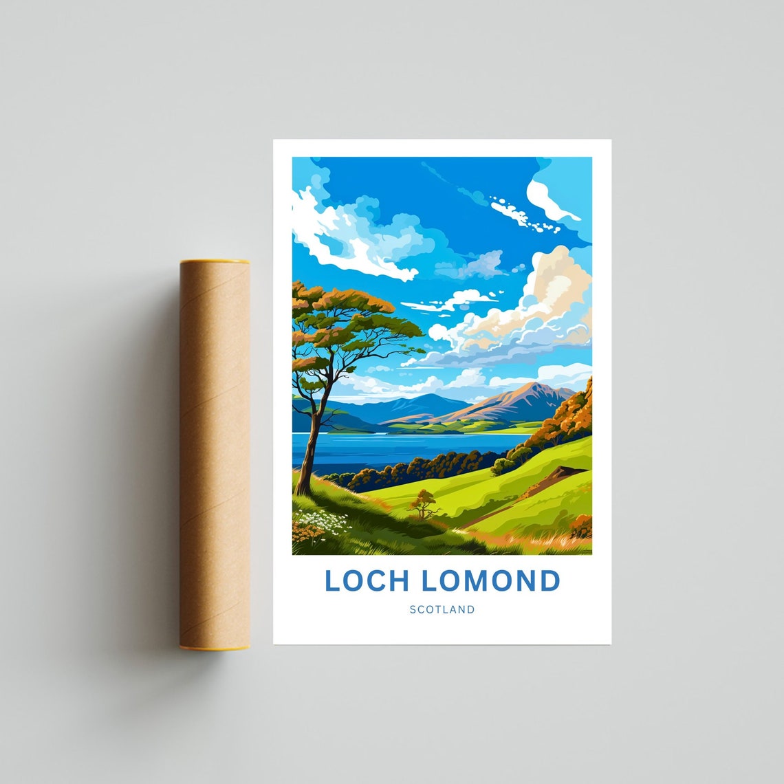 Personalized Loch Lomond Scotland Emerald Hillside View Poster - Image 4