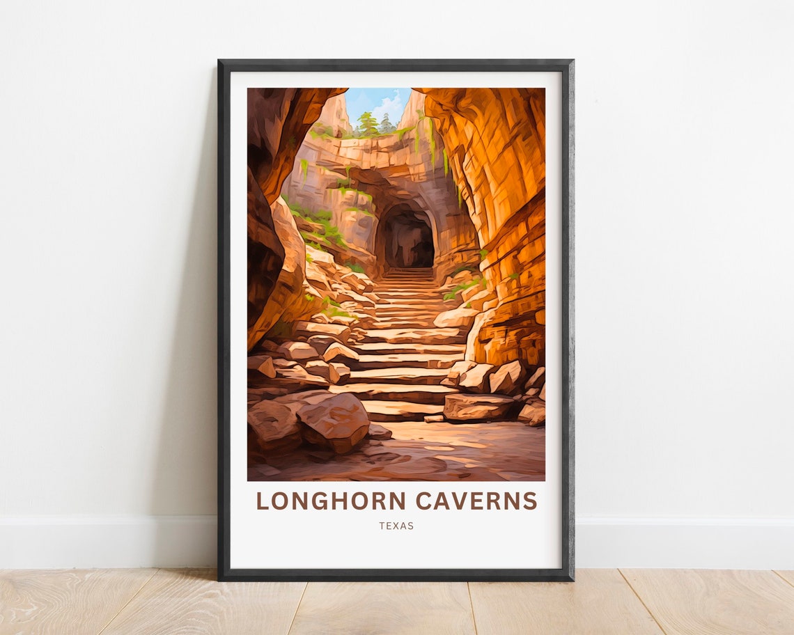 Longhorn Caverns Texas Golden Canyon Steps Adventure Travel Poster