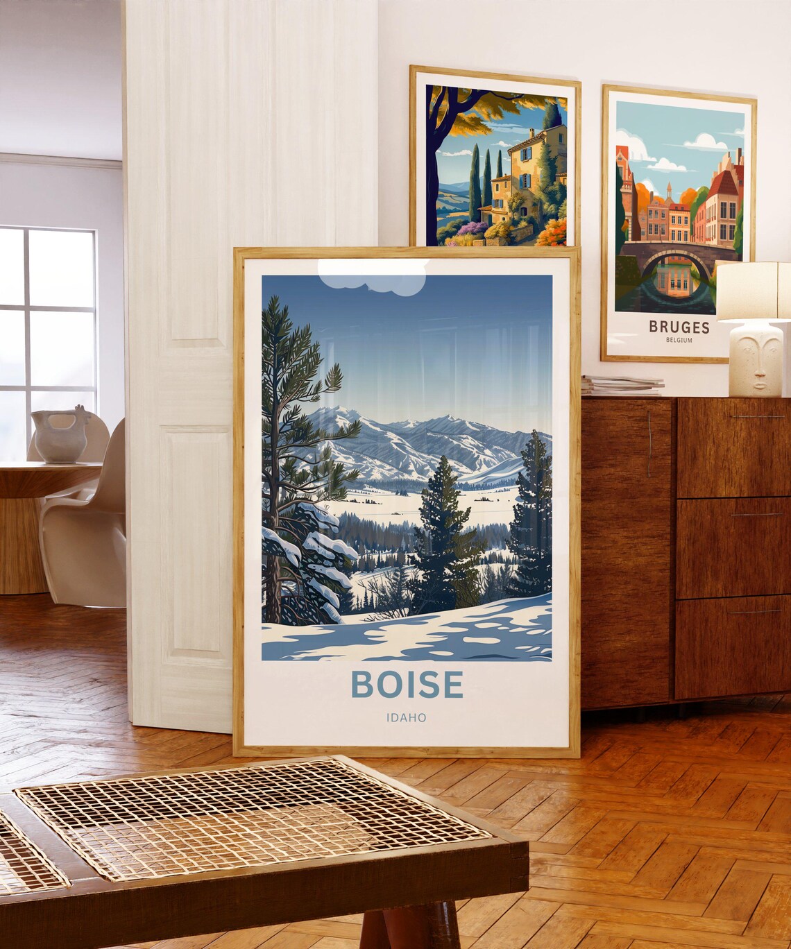 Personalized Boise Idaho Winter Mountain Snow Scene Travel Poster - Image 5