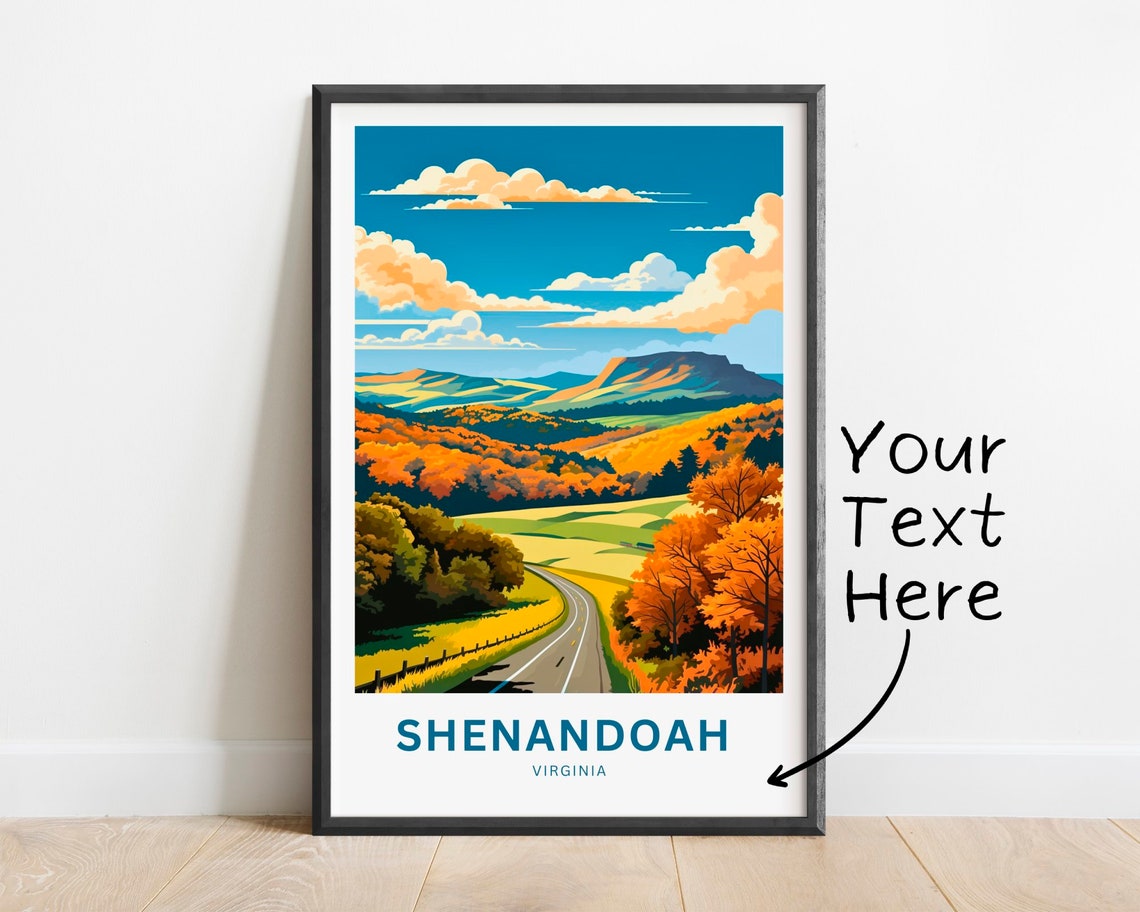 Shenandoah Virginia Personalized Fall Foliage Road Travel Poster