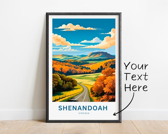 Shenandoah Virginia Personalized Fall Foliage Road Travel Poster