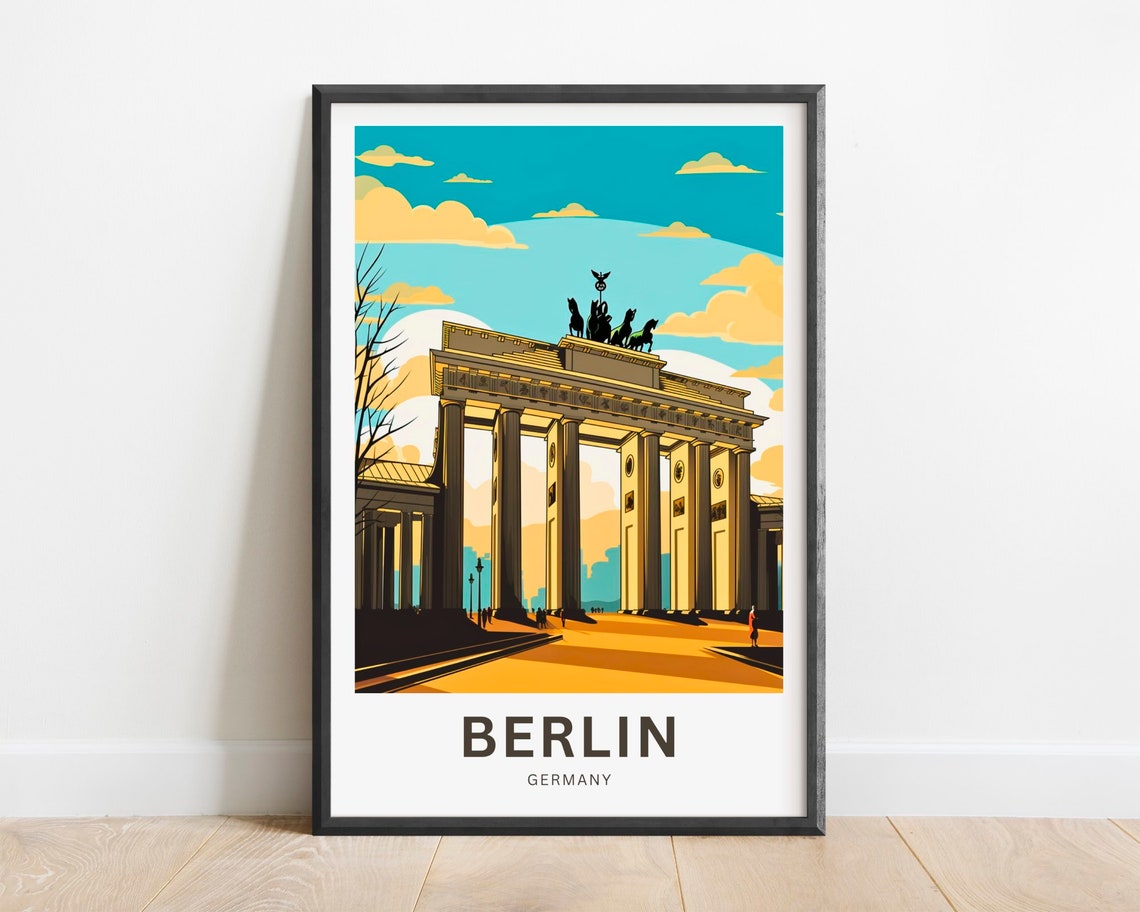 Berlin Germany Brandenburg Gate Quadriga Sunset Skyline Poster