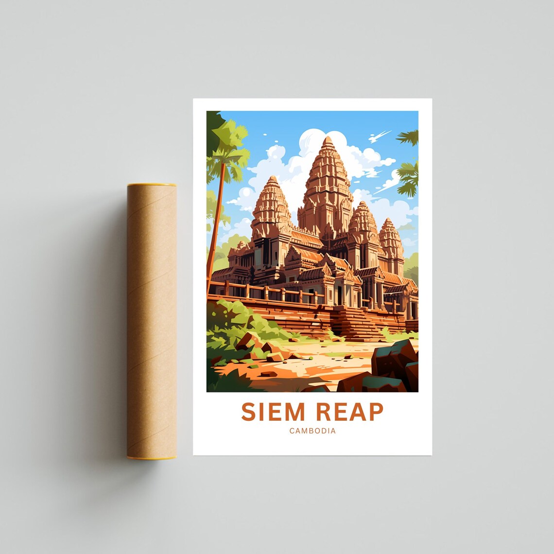Siem Reap Cambodia Angkor Wat Temple Sunrise Towers Travel Poster - Image 4