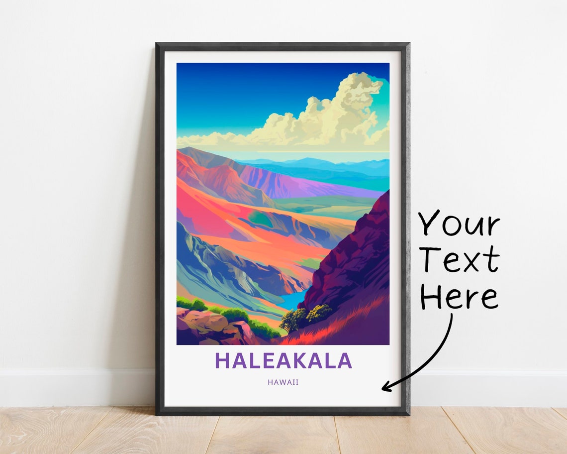 Personalized Haleakala Hawaii Volcano Crater Custom Travel Poster