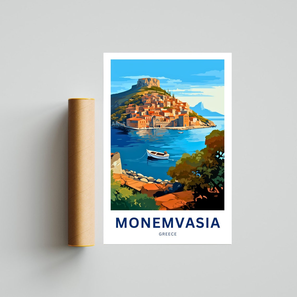 Monemvasia Greece Hilltop Coastal Town Island Sea Dramatic Poster - Image 4