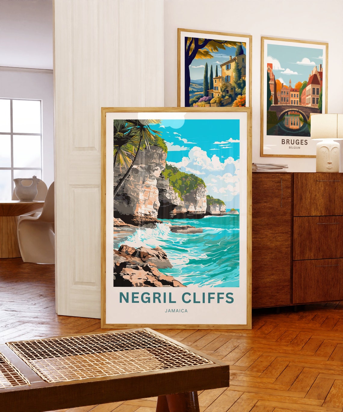 Personalized Negril Cliffs Jamaica Rocky Ocean View Travel Poster - Image 5