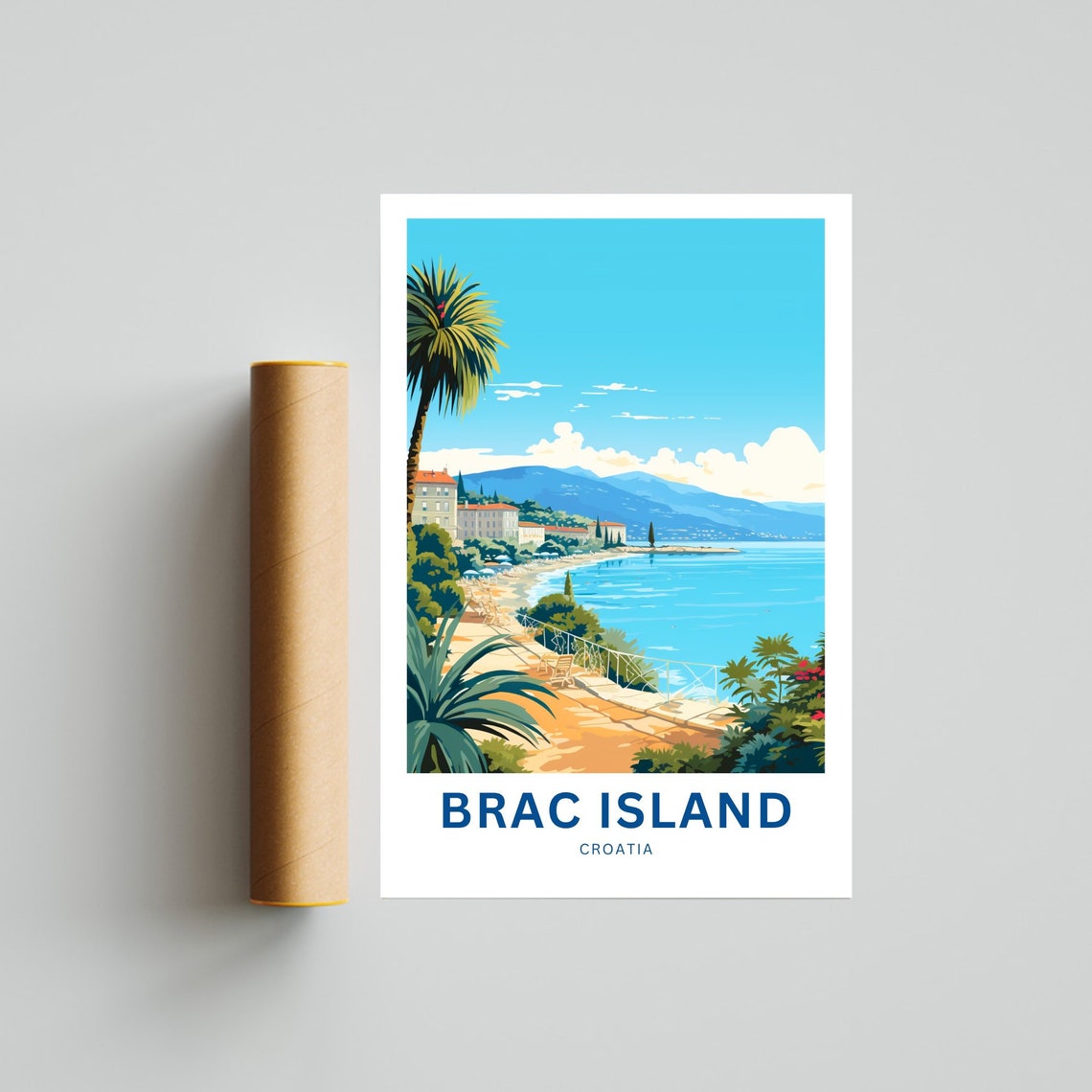 Brac Island Croatia Custom Waterfront Promenade Travel Poster - Image 4