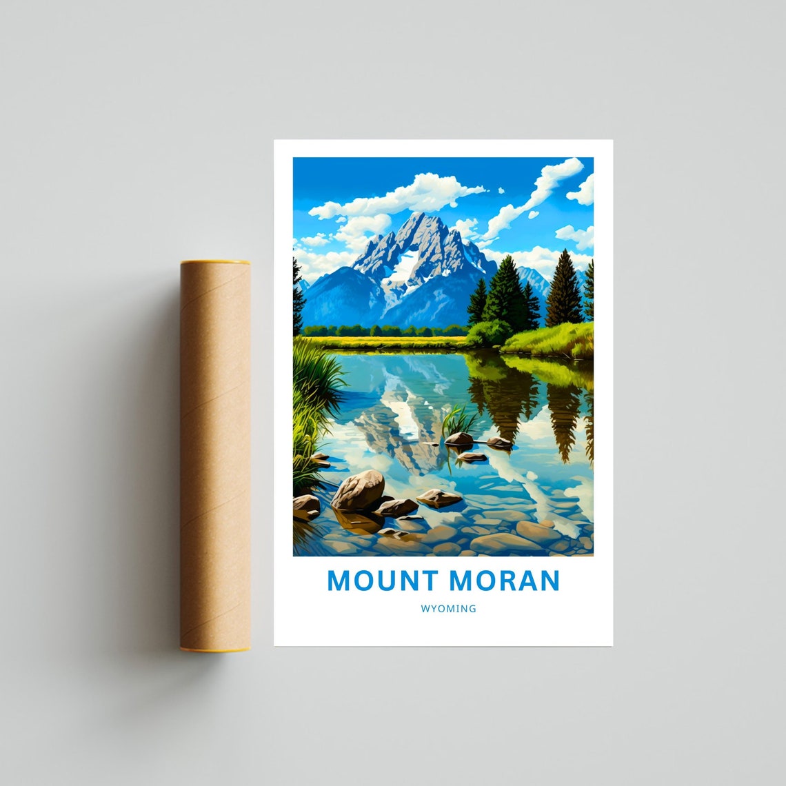 Mount Moran Wyoming Grand Teton Lake Reflection Travel Poster - Image 4