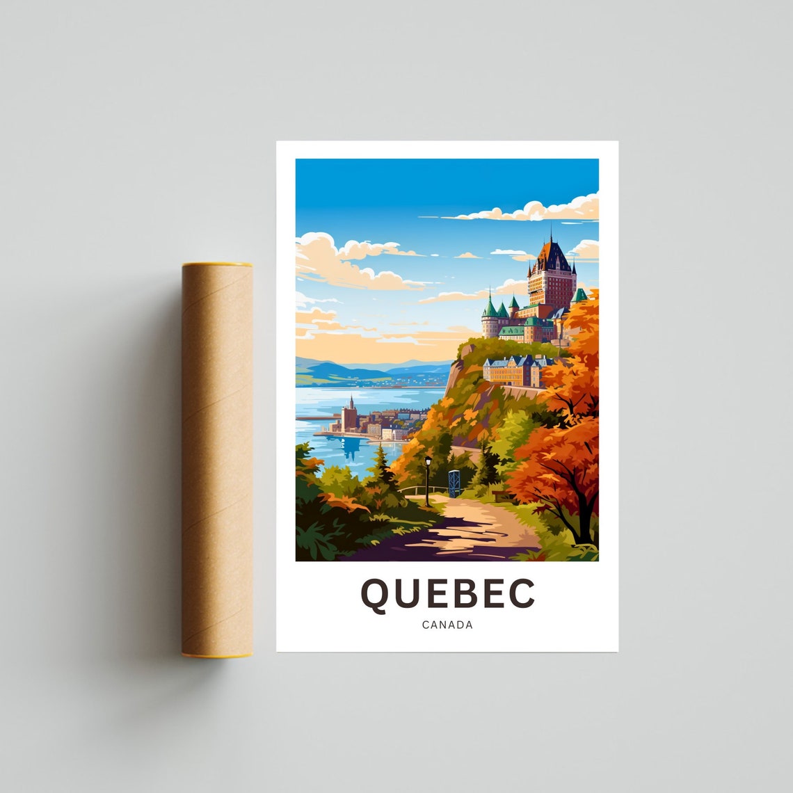 Chateau Frontenac Quebec Autumn Personalized Custom Text Travel Poster - Image 4