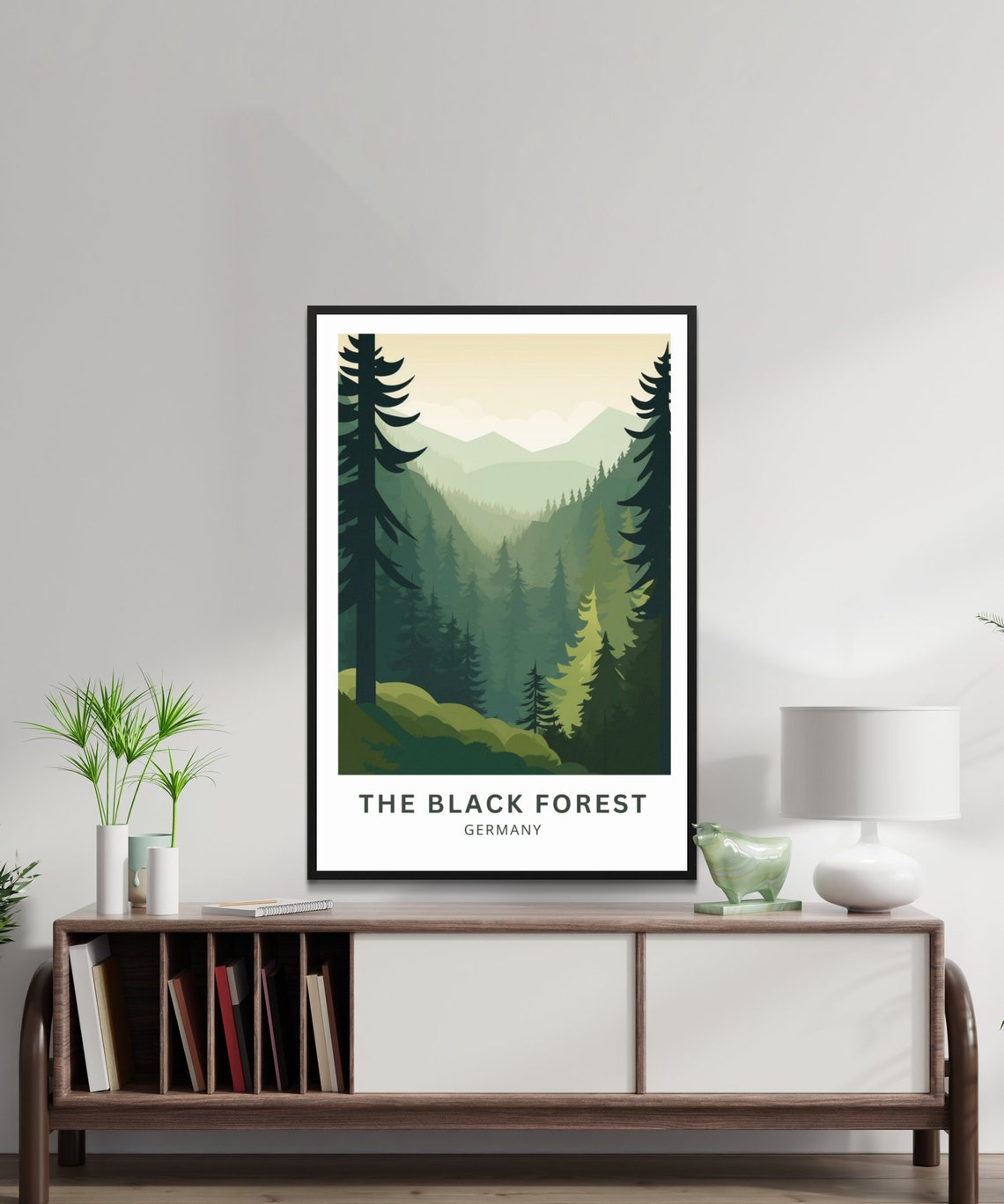 The Black Forest Germany Travel Poster Misty Evergreen Mountains Art - Image 4