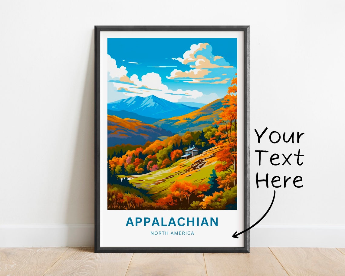 Appalachian North America Fall Foliage Cabin Personalized Art Poster